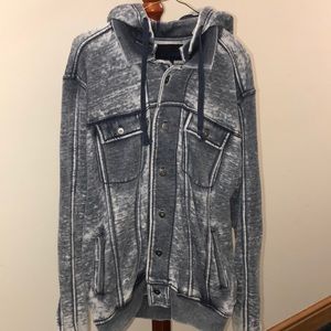 Gray Washed Look Jacket Button Down with(out)hood